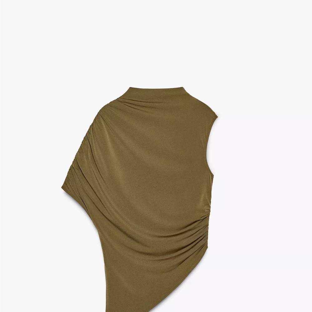 Zara Asymmetrical Olive Green Top